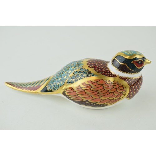 326 - Royal Crown Derby paperweight, Woodland Pheasant for the Royal Crown Derby Collectors Guild, gold st... 