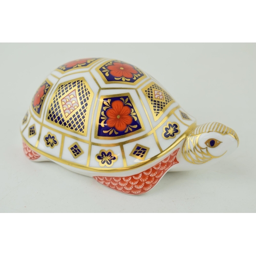 327 - Royal Crown Derby paperweight, Turtle in the Old Imari 1128 pattern, red Royal Crown Derby stamp on ... 