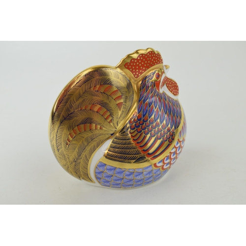 329 - Royal Crown Derby paperweight, Cockerel, 9.5cm high, date code for 1993 (LVI), gold stopper, Royal C... 