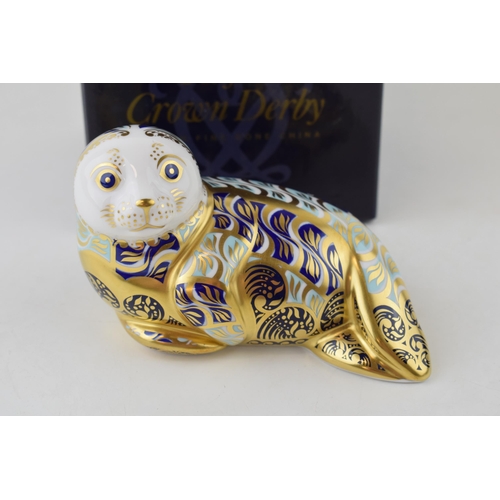 333 - Royal Crown Derby paperweight, Harbour Seal, 15cm, number 4,156 of a limited edition of 4,500, gold ... 