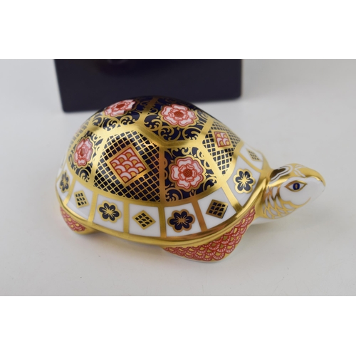 334 - Royal Crown Derby paperweight, Yorkshire Rose Tortoise Mother, 15cm wide, exclusive to Peter Jones o... 