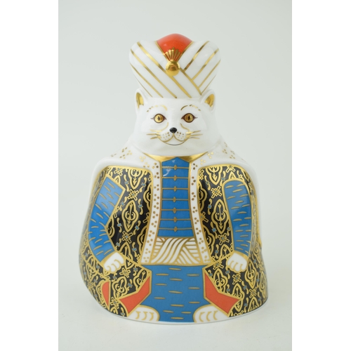 338 - Royal Crown Derby Paperweight from the Royal Cats Collection, Persian Cat, 16cm tall, red printed Ro... 