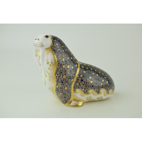 341 - Royal Crown Derby paperweight, Russian Walrus, gold signature limited edition of 1,500 specially com... 