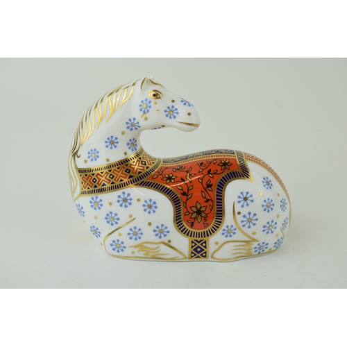 345 - Royal Crown Derby paperweight, Horse, modelled by Robert Jefferson and Decorated by Jo Ledger, produ... 