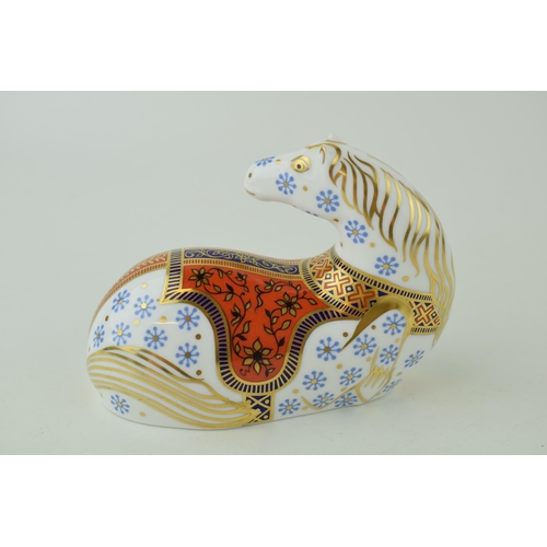 345 - Royal Crown Derby paperweight, Horse, modelled by Robert Jefferson and Decorated by Jo Ledger, produ... 