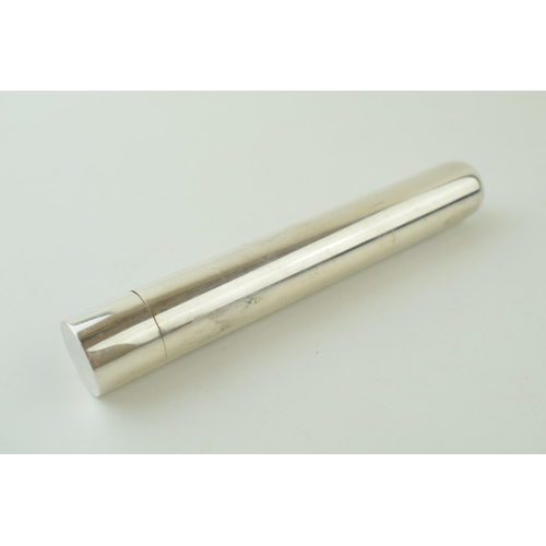 17 - Sterling silver cigar holder, cylindrical form, 15.5cm long, 76.7g.