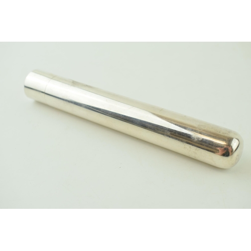 17 - Sterling silver cigar holder, cylindrical form, 15.5cm long, 76.7g.