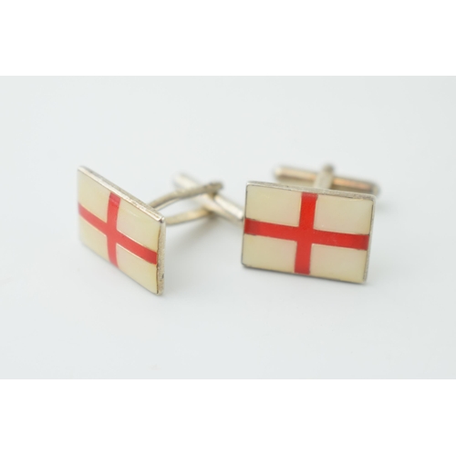 37 - A pair of silver and enamel cufflinks, English flag, 6.7g (2).