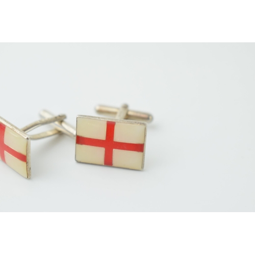 37 - A pair of silver and enamel cufflinks, English flag, 6.7g (2).