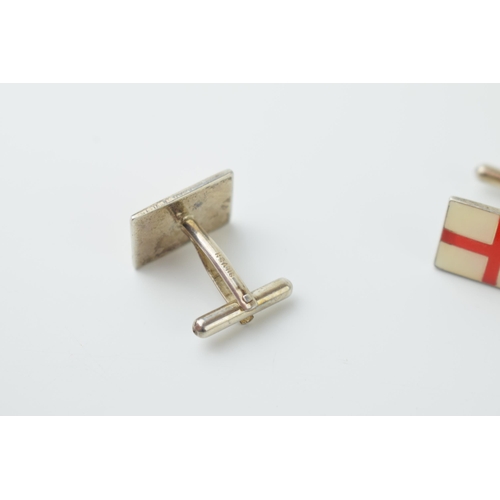 37 - A pair of silver and enamel cufflinks, English flag, 6.7g (2).