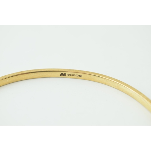 549 - A 9ct yellow gold bangle marked .375. Weight 18.7 grams