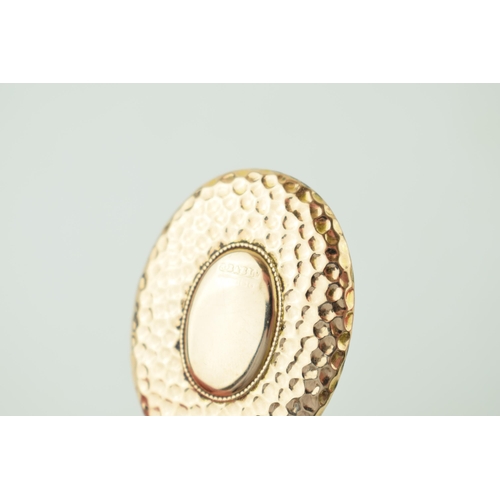 560 - A 9ct yellow gold miniature novelty mirror with chain loop. 8cm x 3.5cm. Gross weight 11.1 grams.