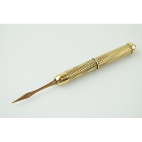 561 - A 9ct yellow gold toothpick. D&F Birmingham. Length 5cm. Weight 6.5 grams.