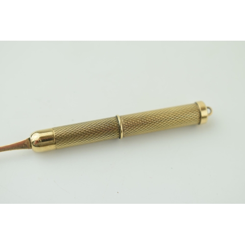 561 - A 9ct yellow gold toothpick. D&F Birmingham. Length 5cm. Weight 6.5 grams.