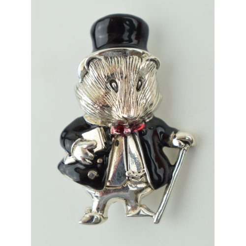 574 - A contemporary sterling silver enamelled brooch Beatrix Potter figure 'The Amiable Guinea Pig'. Heig... 