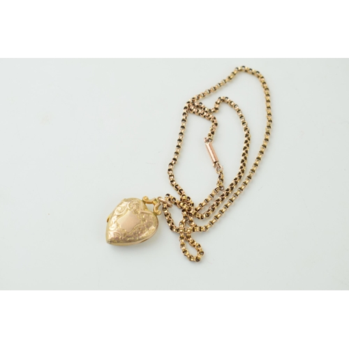 594 - 9ct rose gold chain with gold front and back locket, gross 6.9g.