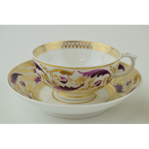 106 - Royal Crown Derby cup, saucer and coffee can in the Puce Swirl design, circa 1806-1825 (3).