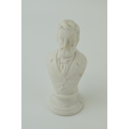 107 - A collection of Parian type pottery to include two busts, the smaller maybe Verdi and one other, wit... 