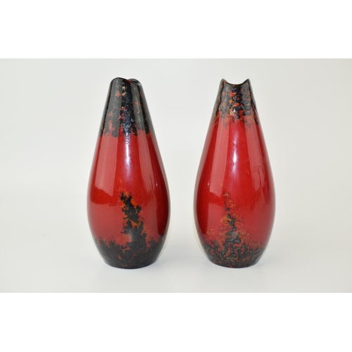 132 - Royal Doulton Flambe Centenary vases, a pair of, 17cm tall (2).