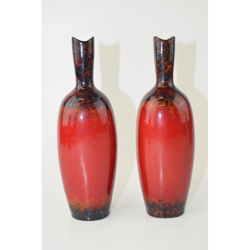 133 - Royal Doulton Flambe Centenary vases, a pair of, 18cm tall (2).