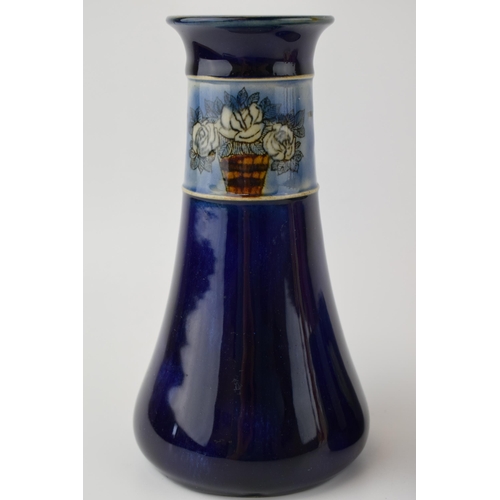 134 - Royal Doulton stoneware pottery to include a bud vase with floral decoration, 18.5cm tall, with an o... 