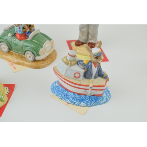 142 - Royal Doulton Bunnykins to include DB279 Ship Ahoy, DB263 Mermaid, DB260 Day Trip, DB227 Father (lar... 