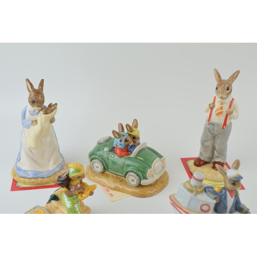 142 - Royal Doulton Bunnykins to include DB279 Ship Ahoy, DB263 Mermaid, DB260 Day Trip, DB227 Father (lar... 