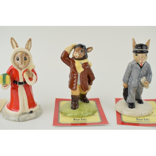 143 - Royal Doulton Bunnykins to include DB203 Businessman, DB234 Mr Punch, DB235 Judy, DB237 Father Chris... 