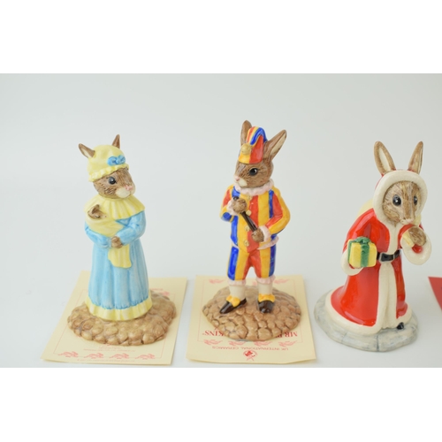 143 - Royal Doulton Bunnykins to include DB203 Businessman, DB234 Mr Punch, DB235 Judy, DB237 Father Chris... 