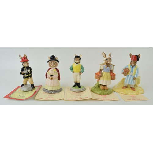 146 - Royal Doulton Bunnykins to include DB172 Welsh Lady, DB169 Jockey, DB274, Dutch, DB268 American Fire... 