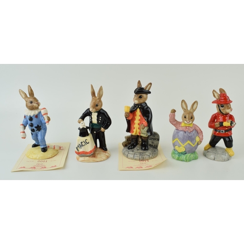 149 - Royal Doulton Bunnykins to include DB159 Magician colourway, DB259 Town Crier, DB225 Easter Surprise... 