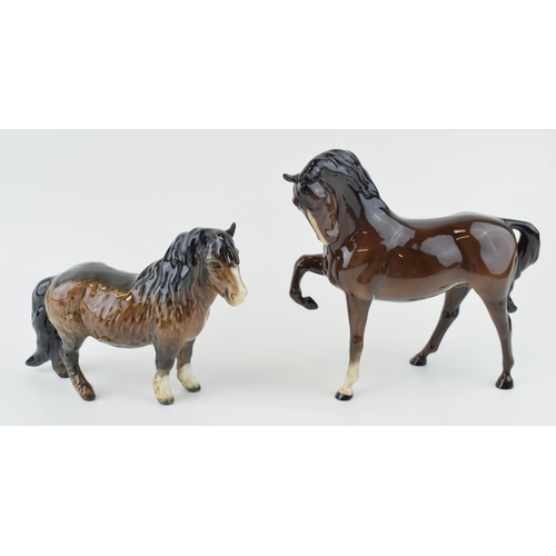 3 - A Beswick 'Shetland Pony' Together with Beswick Brown 'Head Tucked Leg Up'. Height 20cm.