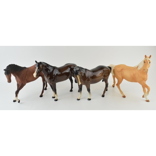 36 - Beswick horses to include a mare facing left, a matte palomino spirit, a brown matte spirit and one ... 