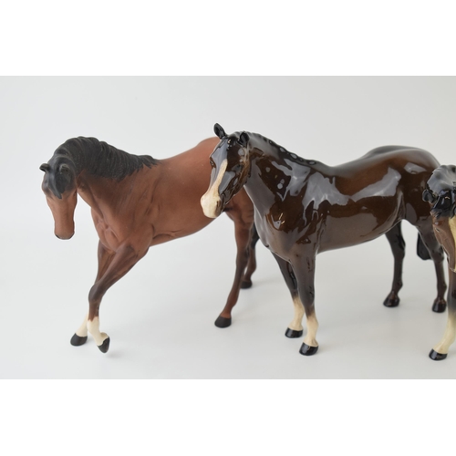 36 - Beswick horses to include a mare facing left, a matte palomino spirit, a brown matte spirit and one ... 