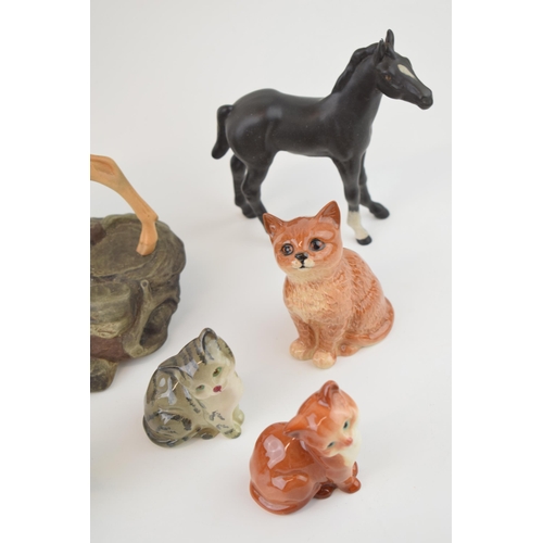 38 - Beswick to include a Connoisseur Stag (missing antlers) a bear 1314 (nip to 1 ear), Black Beauty's f... 