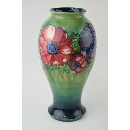 39 - Large Moorcroft Anemone vase, 30.5cm tall, high shouldered, signed to base.