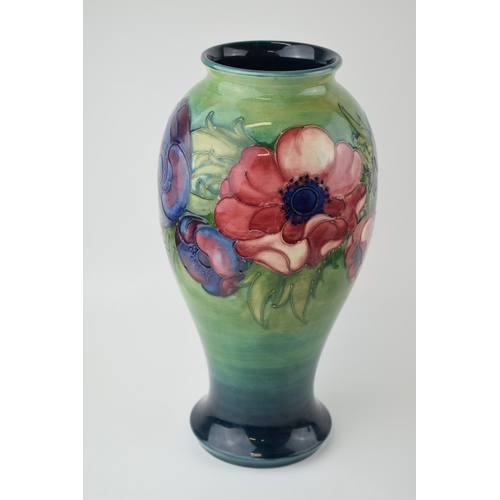 39 - Large Moorcroft Anemone vase, 30.5cm tall, high shouldered, signed to base.