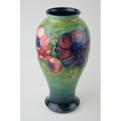 39 - Large Moorcroft Anemone vase, 30.5cm tall, high shouldered, signed to base.