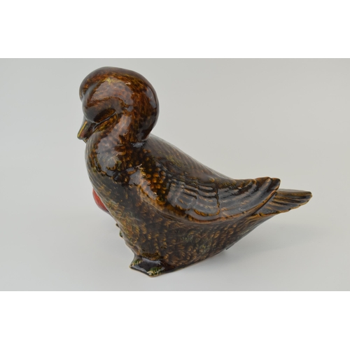 48 - Anita Harris trial stoneware animal figure of a duck and duckling, brown glaze, marked 'trial' signe... 