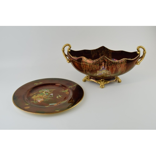 50 - Carlton Ware Rouge Royale double handled shaped bowl, 'Eastern Splendour' design, 34cm wide, with a ... 