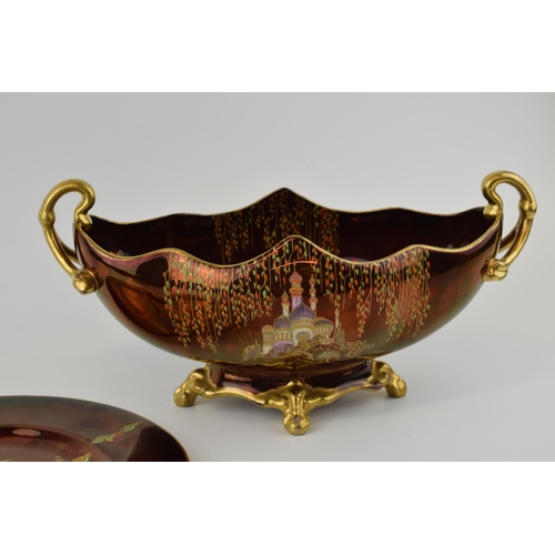 50 - Carlton Ware Rouge Royale double handled shaped bowl, 'Eastern Splendour' design, 34cm wide, with a ... 