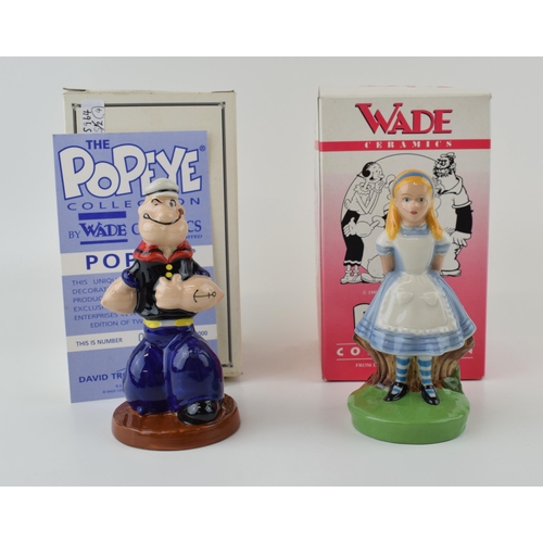 53 - Boxed Wade Popeye Collection 'Popeye' figure c1997 together with Alice in Wonderland Collection 'Ali... 