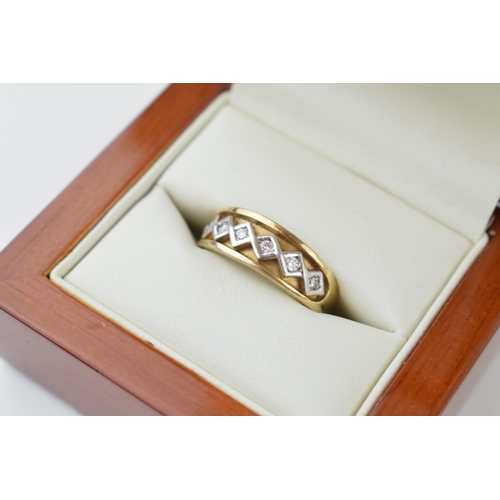 542 - 9ct gold ring, Clogau, set diamonds, ornate setting, boxed, size O/P, 4.9g.