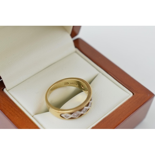 542 - 9ct gold ring, Clogau, set diamonds, ornate setting, boxed, size O/P, 4.9g.