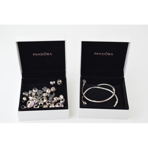 544 - Pandora: a collection of Pandora to include two bracelets and over 20 charms of varying styles and d... 