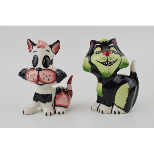 61 - Two Lorna Bailey Cats 'Smiler' and 'Fluffy. Height 13cm.