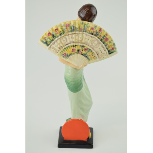 64 - Kevin Francis / Peggy Davies Art Deco figure Lady With Fan, 28cm tall (af).