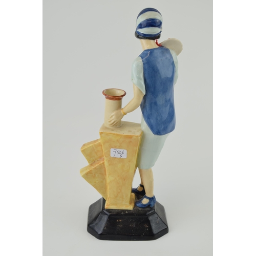 65 - Kevin Francis / Peggy Davies Art Deco figure Clarice Cliff, 27cm tall.