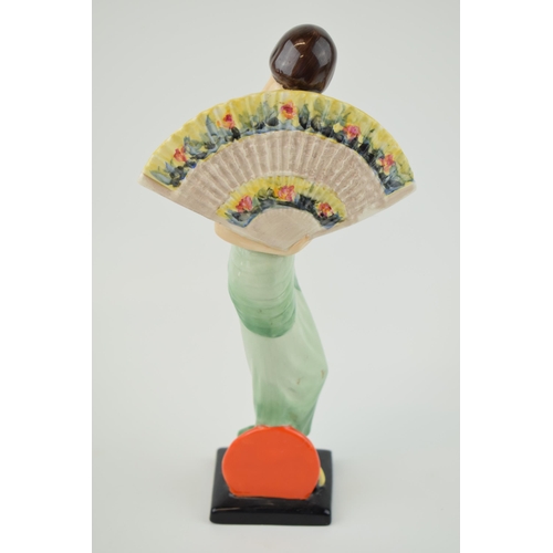 69 - Kevin Francis / Peggy Davies Art Deco figure Lady With Fan, 28cm tall.