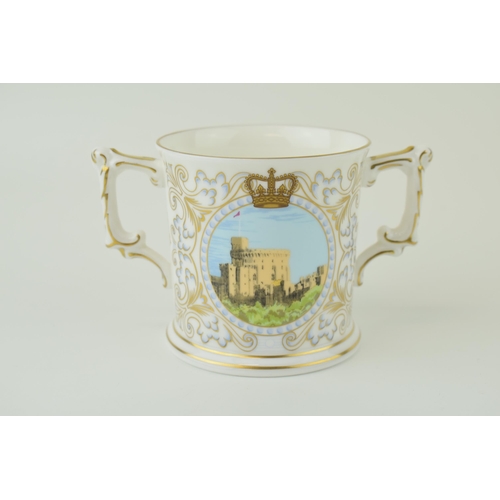 77 - Royal Crown Derby limited edition Windsor Castle Twin Handled Cup, 2006 to celebrate the 80th birthd... 